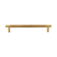 High quality image of Heritage Brass Cabinet Pull Partial Knurled Design 160mm CTC Unlacquered Brass finish | Sku. V4461 192-ULB | available from Trade Door Handles.