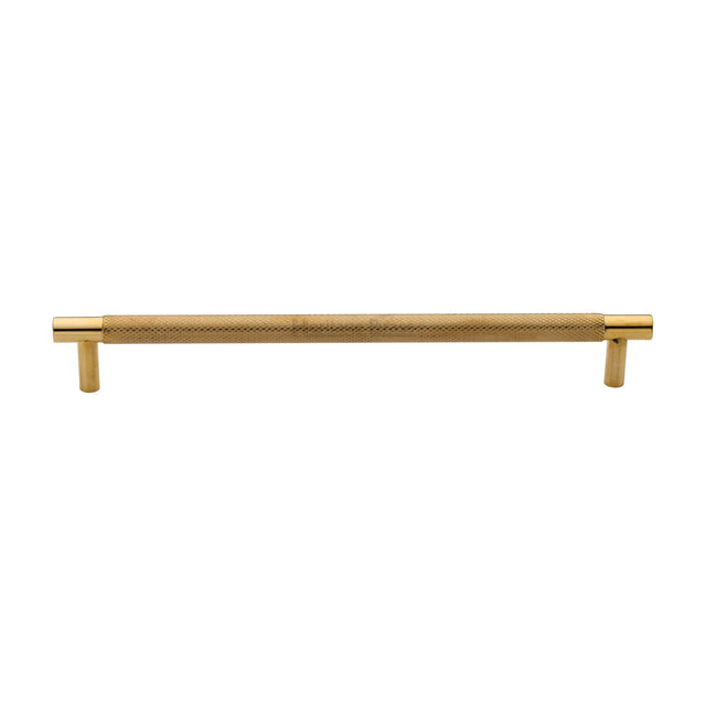 High quality image of Heritage Brass Cabinet Pull Partial Knurl Design 192mm CTC Unlacquered Brass finish | Sku. V4461 254-ULB | available from Trade Door Handles.