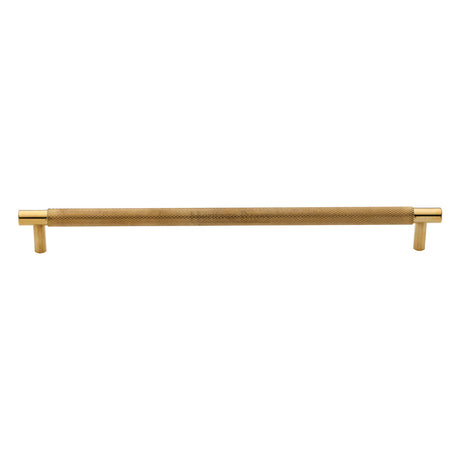 High quality image of Heritage Brass Cabinet Pull Partial Knurl Design 254mm CTC Unlacquered Brass finish | Sku. V4461 96-ULB | available from Trade Door Handles.