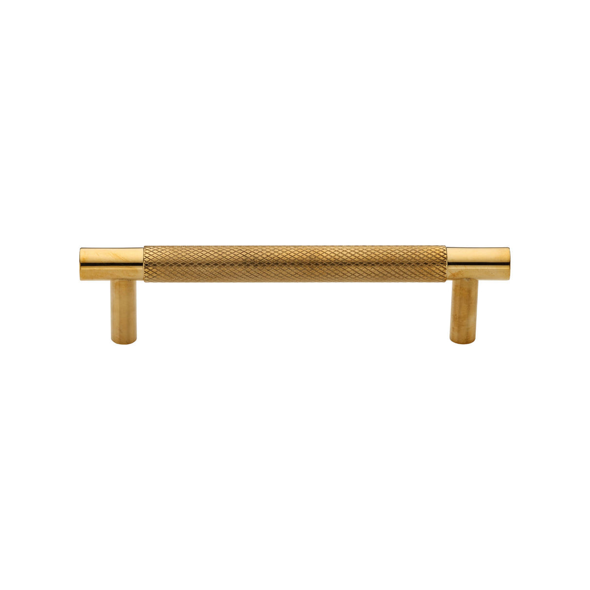 High quality image of Heritage Brass Cabinet Pull Partial Knurled Design 96mm CTC Unlacquered Brass finish | Sku. V843-ULB | available from Trade Door Handles.