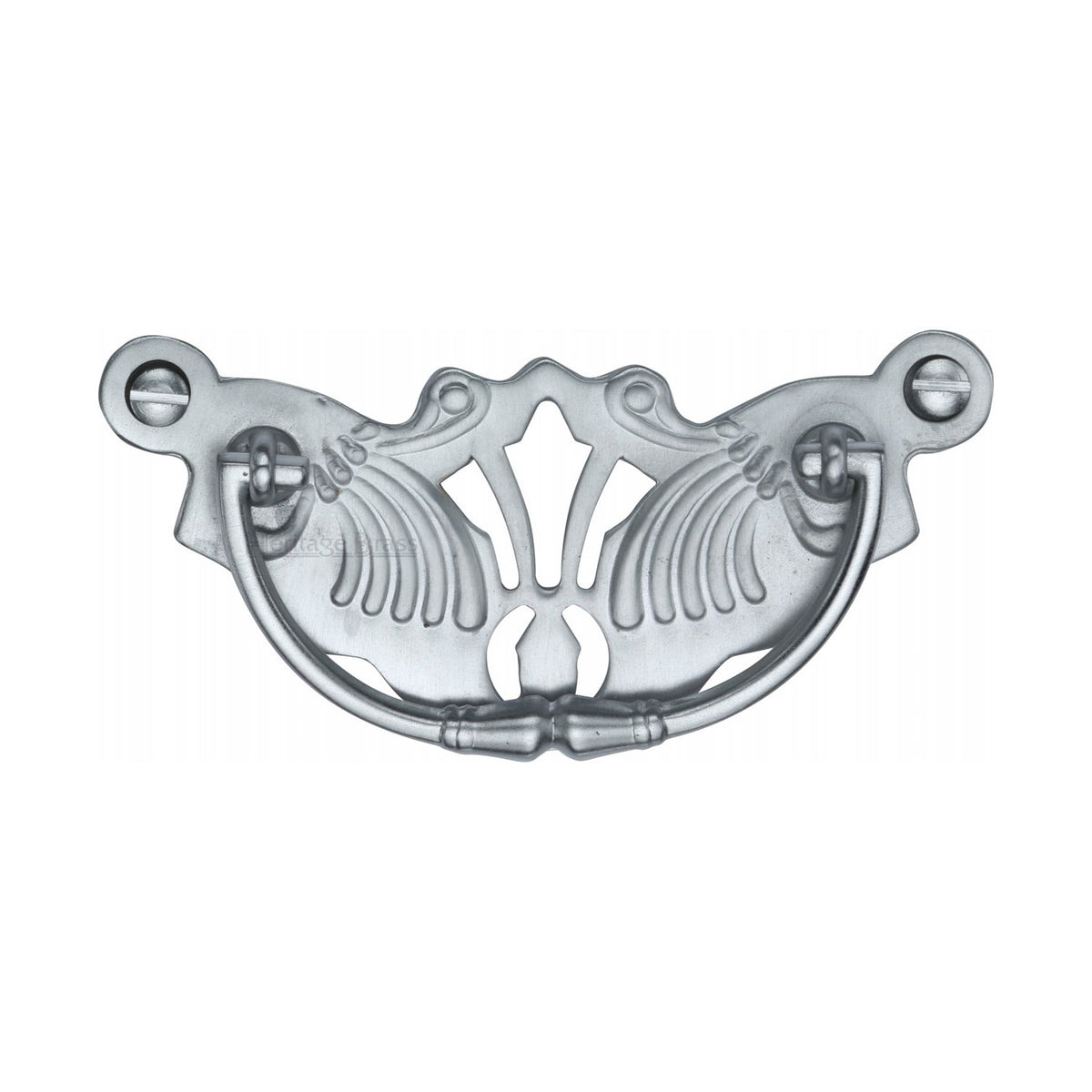 High quality image of the Heritage Brass Cabinet Pull Ornate Plate Design Satin Chrome Finish | Sku. v5021-sc | Discounted prices available from Trade Door Handles