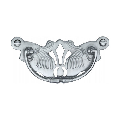 High quality image of the Heritage Brass Cabinet Pull Ornate Plate Design Satin Chrome Finish | Sku. v5021-sc | Discounted prices available from Trade Door Handles