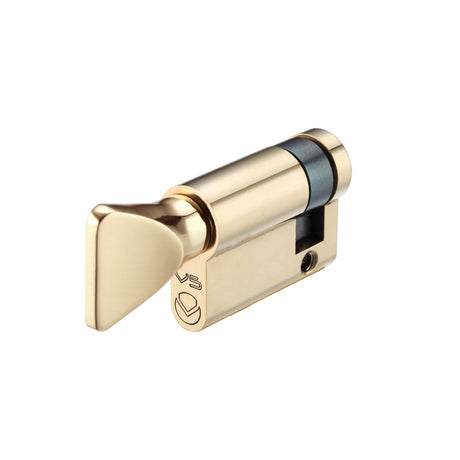 High quality image of the Vier - V5 40mm Euro Single Turn only - Polished Brass | Sku. v5ep40stpb | available to order from Trade Door Handles.