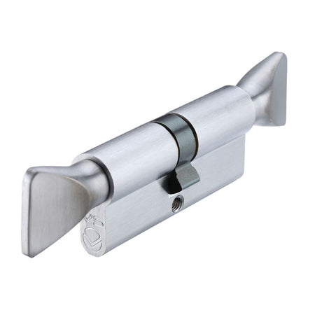 High quality image of the Vier - V5 70mm Euro Double Turn Cylinder - Satin Chrome | Sku. v5ep70ttsc | available to order from Trade Door Handles.