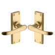 High quality image of the Heritage Brass Door Handle Lever Latch Windsor Short Design Satin Brass Finish | Sku. v710-sb | Discounted prices available from Trade Door Handles
