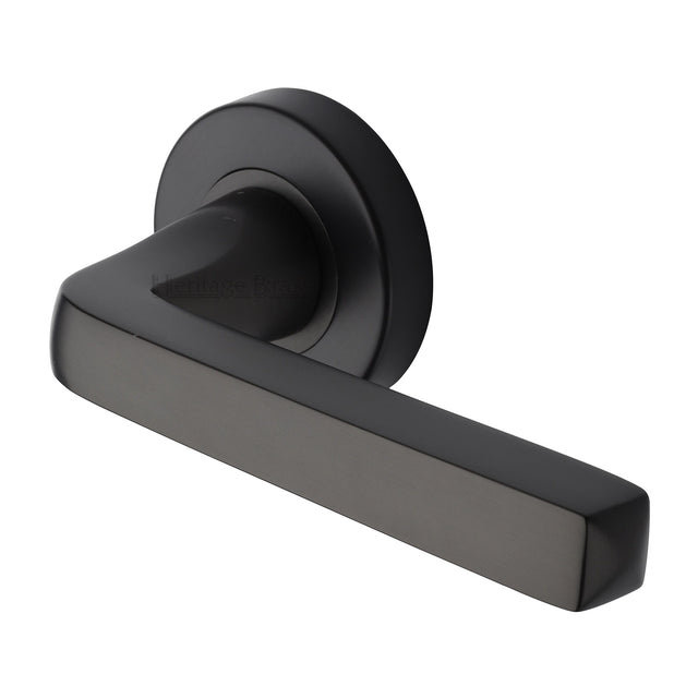 High quality image of the Heritage Brass Alessa Door Handle on Round Rose Matt Bronze Finish | Sku. v8300-mb | Discounted prices available from Trade Door Handles