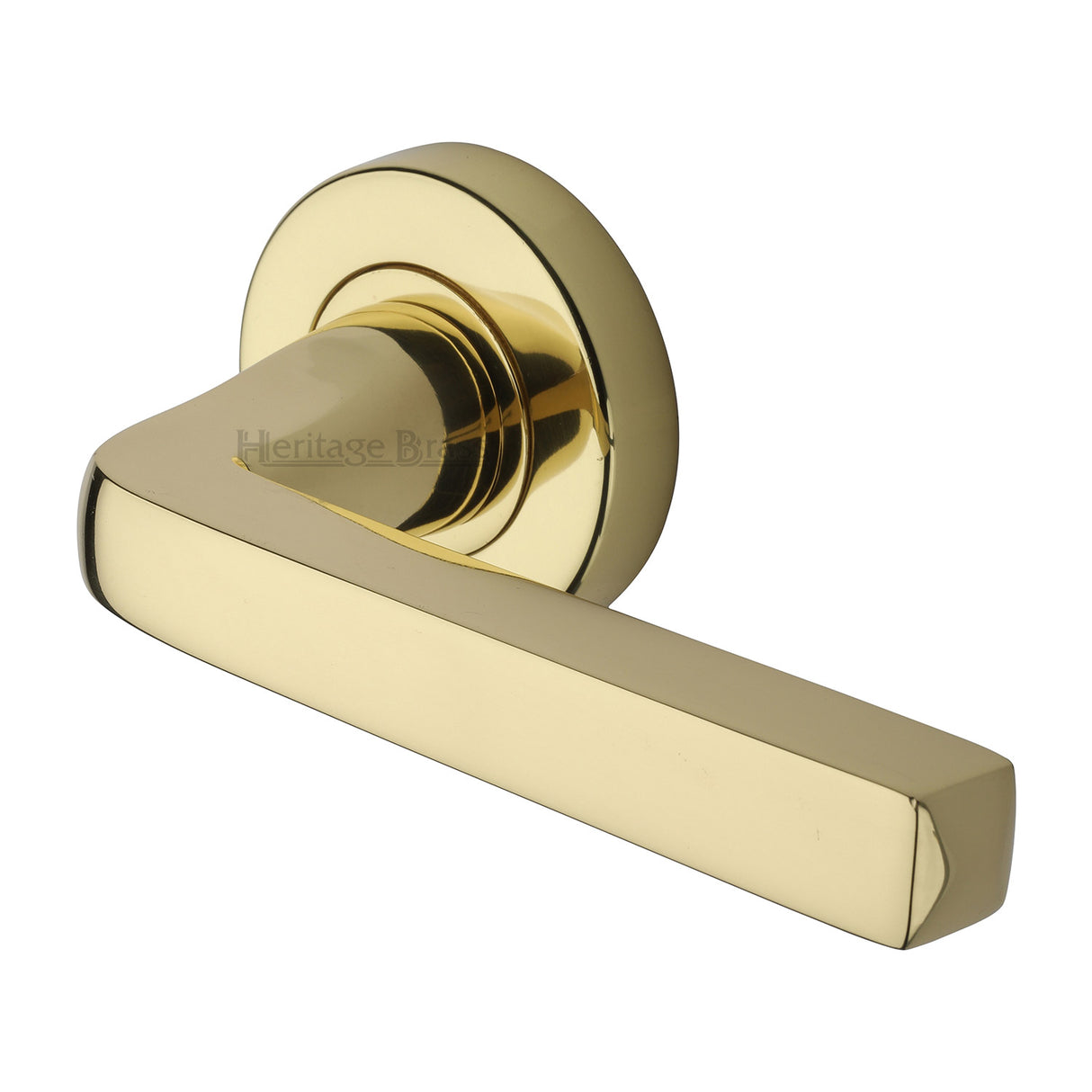 High quality image of the Heritage Brass Alessa Door Handle on Round Rose Polished Brass Finish
 | Sku. v8300-pb | Discounted prices available from Trade Door Handles