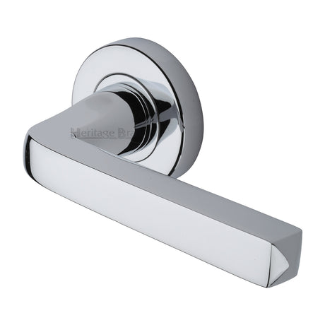 High quality image of the Heritage Brass Alessa Door Handle on Round Rose Polished Chrome Finish | Sku. v8300-pc | Discounted prices available from Trade Door Handles