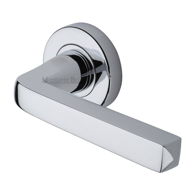 High quality image of the Heritage Brass Alessa Door Handle on Round Rose Polished Chrome Finish | Sku. v8300-pc | Discounted prices available from Trade Door Handles