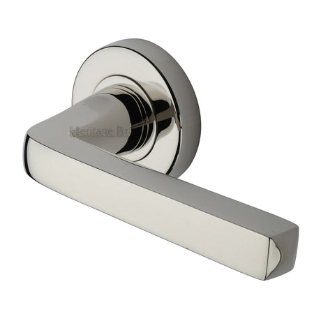 High quality image of the Heritage Brass Alessa Door Handle on Round Rose Polished Nickel Finish
 | Sku. v8300-pnf | Discounted prices available from Trade Door Handles