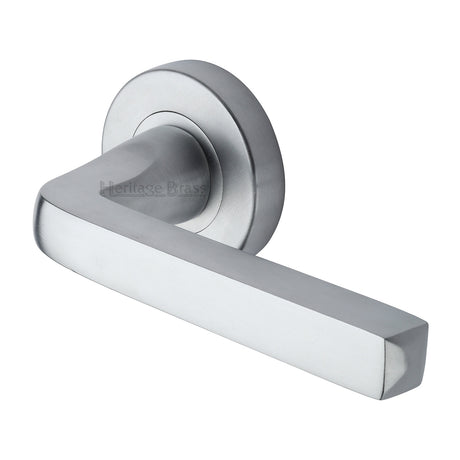 High quality image of the Heritage Brass Alessa Door Handle on Round Rose Satin Chrome Finish
 | Sku. v8300-sc | Discounted prices available from Trade Door Handles