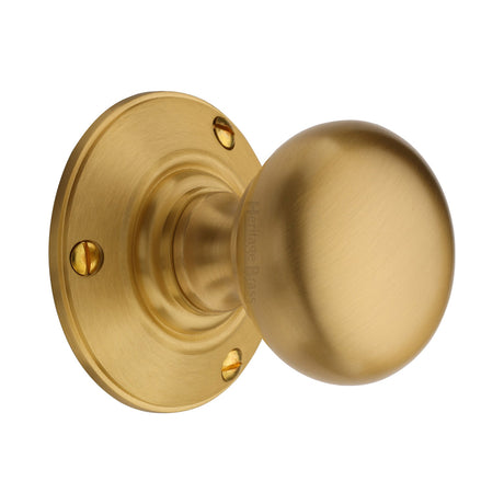 High quality image of Heritage Brass Mortice Knob Chester Design Satin Brass Finish | Sku. v876-sb | available to order from Trade Door Handles in Kendal.