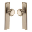 High quality image of the Heritage Brass Mortice Knob on Reeded Latch Plate Victoria Design Satin Nickel Finish
 | Sku. v9210-sn | Discounted prices available from Trade Door Handles