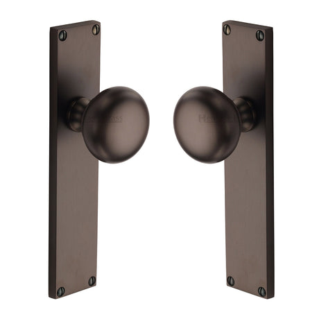 High quality image of the Heritage Brass Mortice Knob on Latch Plate Victoria Design Matt Bronze Finish
 | Sku. v9410-mb | Discounted prices available from Trade Door Handles