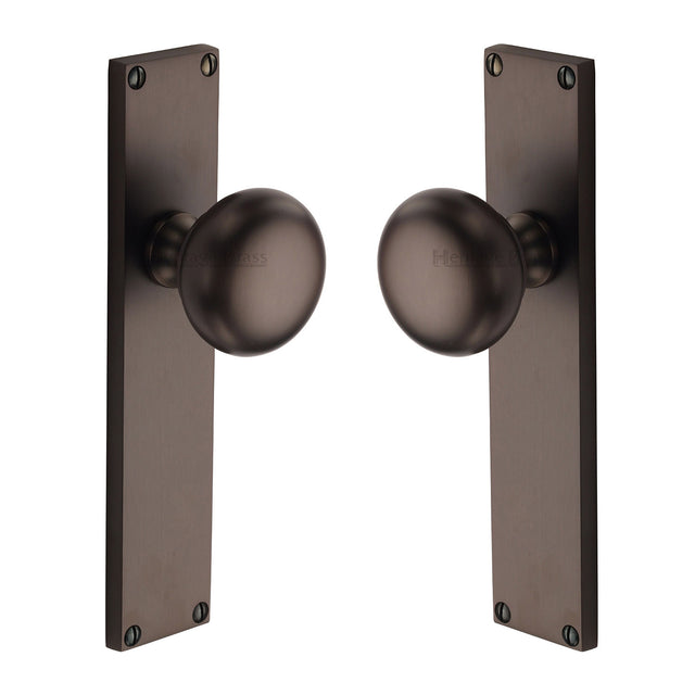 High quality image of the Heritage Brass Mortice Knob on Latch Plate Victoria Design Matt Bronze Finish
 | Sku. v9410-mb | Discounted prices available from Trade Door Handles