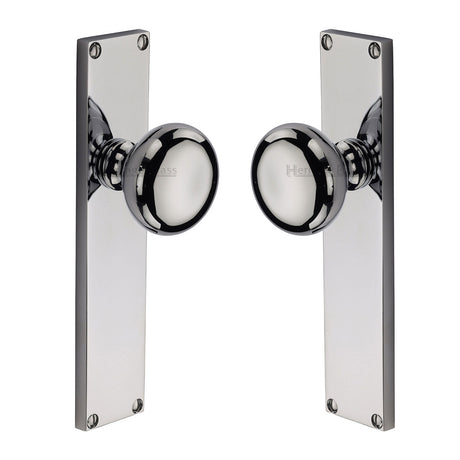 Heritage Brass Door Furniture Polished Chrome / Mortice Knobs Heritage Brass Mortice Knob on Latch Plate Victoria Design Polished Chrome finish