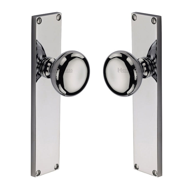 Heritage Brass Door Furniture Polished Chrome / Mortice Knobs Heritage Brass Mortice Knob on Latch Plate Victoria Design Polished Chrome finish