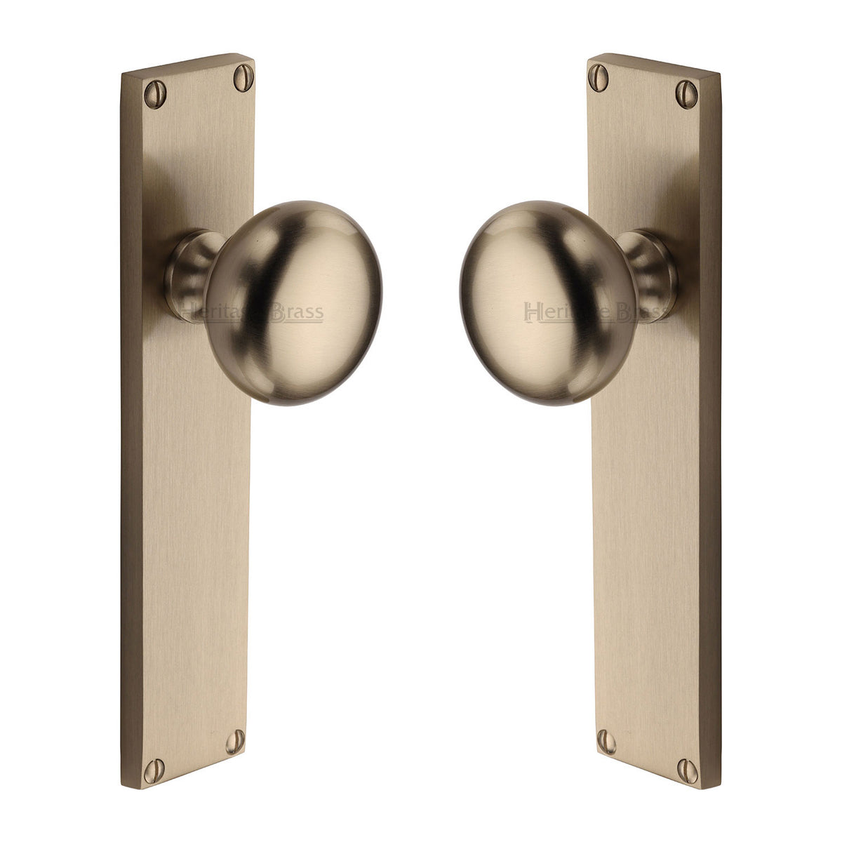 High quality image of the Heritage Brass Mortice Knob on Latch Plate Victoria Design Satin Nickel Finish
 | Sku. v9410-sn | Discounted prices available from Trade Door Handles