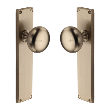 High quality image of the Heritage Brass Mortice Knob on Latch Plate Victoria Design Satin Nickel Finish
 | Sku. v9410-sn | Discounted prices available from Trade Door Handles