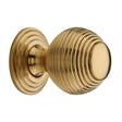 High quality image of Heritage Brass Cabinet Knob Reeded Design 32mm Unlacquered Brass finish | Sku. V973 38-ULB | available from Trade Door Handles.
