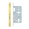 High quality image of the Vier - Din Euro Deadlock- Backset 55mm - 2 Pc Forend - Radius - PVDG - Polished Brass Effect | Sku. vdl0055-r-pvdg | available to order from Trade Door Handles.