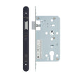High quality image of the Vier - Din Latch - Backset 60mm - 2 Pc Forend - Radius - PVDBLK - PVD Black | Sku. vdl0060-l-r-pvdblk | available to order from Trade Door Handles.