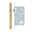 High quality image of the Vier - Din Latch - Backset 60mm - 2 Pc Forend - Radius - PVD Satin Brass | Sku. vdl0060-l-r-pvdsb | available to order from Trade Door Handles.