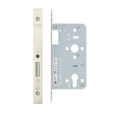 High quality image of the Vier - Din Euro Deadlock- Backset 60mm - 2 Pc Forend - Square - Stain Stainless Steel | Sku. vdl0060-sss | available to order from Trade Door Handles.
