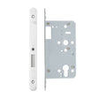 High quality image of the Vier - Din Euro Deadlock- Backset 60mm - 2 Pc Forend - Radius - Single Throwl - Polished Stainless Steel | Sku. vdl0060-st-r-pss | available to order from Trade Door Handles.