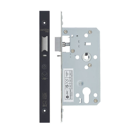 High quality image of the Vier - Din Nightlatch - Backset 55mm - 2 Pc Forend - Square - PVDBLK - PVD Black | Sku. vdl7255-nl-pvdblk | available to order from Trade Door Handles.