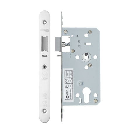 High quality image of the Vier - Din Nightlatch - Backset 55mm - 2 Pc Forend - Radius - Polished Stainless Steel | Sku. vdl7255-nl-r-pss | available to order from Trade Door Handles.