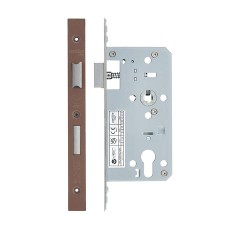 High quality image of the Vier - Din Euro Sashlock- Backset 55mm - 2 Pc Forend Square - PVD Satin Bronze | Sku. vdl7255-pvdbz | available to order from Trade Door Handles.