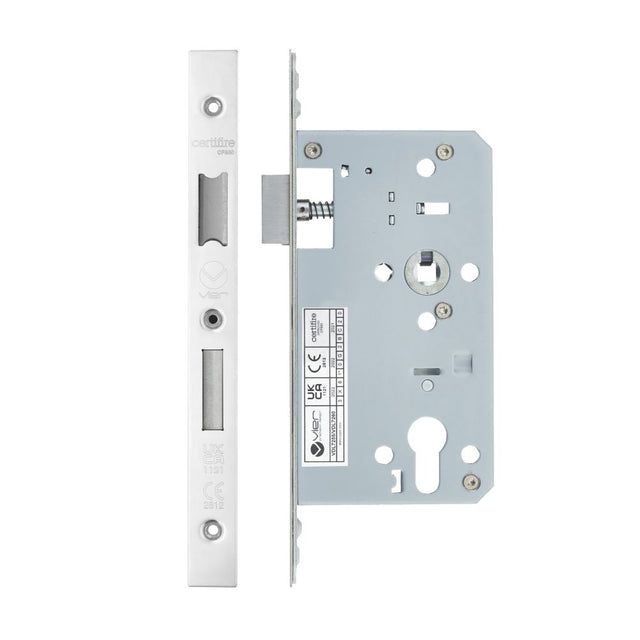 High quality image of the Vier - Din Euro Sashlock- Backset 60mm - 2 Pc Forend - Square - Polished Stainless Steel | Sku. vdl7260-pss | available to order from Trade Door Handles.