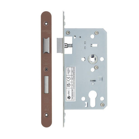 High quality image of the Vier - Din Euro Sashlock- Backset 60mm - 2 Pc Forend - Radius - PVD Satin Bronze | Sku. vdl7260-r-pvdbz | available to order from Trade Door Handles.