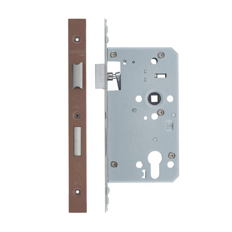 High quality image of the Vier - Din Euro Sashlock- Backset 60mm - 2 Pc Forend Square - Single Throw - PVD Satin Bronze | Sku. vdl7260-st-pvdbz | available to order from Trade Door Handles.