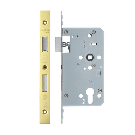 High quality image of the Vier - Din Euro Sashlock- Backset 60mm - 2 Pc Forend - Square - PVDG- Single Throw | Sku. vdl7260-st-pvdg | available to order from Trade Door Handles.