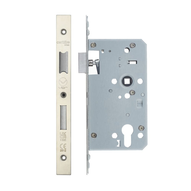 High quality image of the Vier - Din Euro Sashlock- Backset 60mm - 2 Pc Forend - Square - Single Throw - Stain Stainless Steel | Sku. vdl7260-st-sss | available to order from Trade Door Handles.