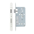 High quality image of the Vier - Din Bathroom- Backset 55mm - 2 Pc Forend - Radius - PCW - Powder Coated White | Sku. vdl7855-r-pcw | available to order from Trade Door Handles.