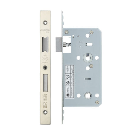 High quality image of the Vier - Din Bathroom- Backset 55mm - 2 Pc Forend - Square - Stain Stainless Steel | Sku. vdl7855-sss | available to order from Trade Door Handles.