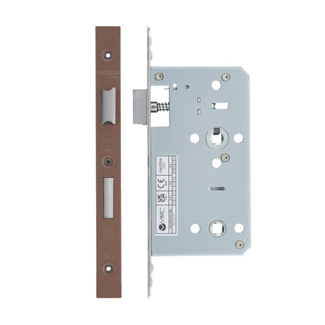 High quality image of the Vier - Din Bathroom- Backset 60mm - 2 Pc Forend Square - PVD Satin Bronze | Sku. vdl7860-pvdbz | available to order from Trade Door Handles.