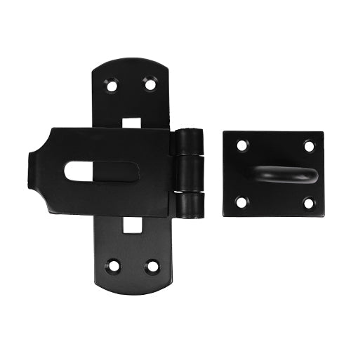 This is an image of Timco - Vertical Pattern Bolt On Hasp & Staple - Heavy Duty - Black 6" (1 Each Plain Bag) VHS6BB