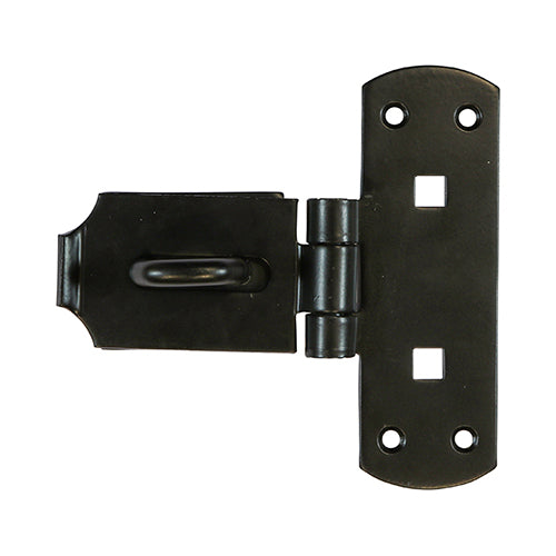 This is an image of Timco - Vertical Pattern Bolt On Hasp & Staple - Heavy Duty - Black 6" (1 Each TIMbag) VHS6BP