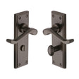 High quality image of the Heritage Brass Door Handle for Bathroom Edwardian Design Matt Bronze Finish | Sku. w3220-mb | Discounted prices available from Trade Door Handles