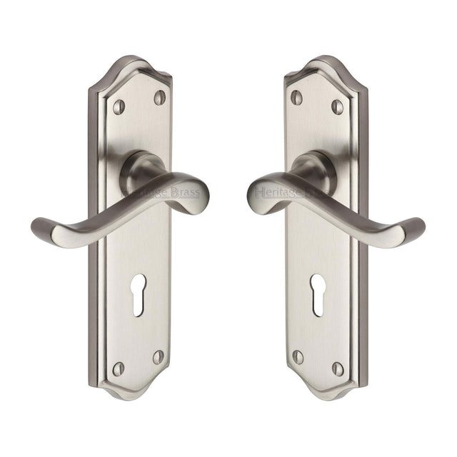 High quality image of the Heritage Brass Door Handle Lever Lock Buckingham Design Satin Nickel Finish | Sku. w4200-sn | Discounted prices available from Trade Door Handles