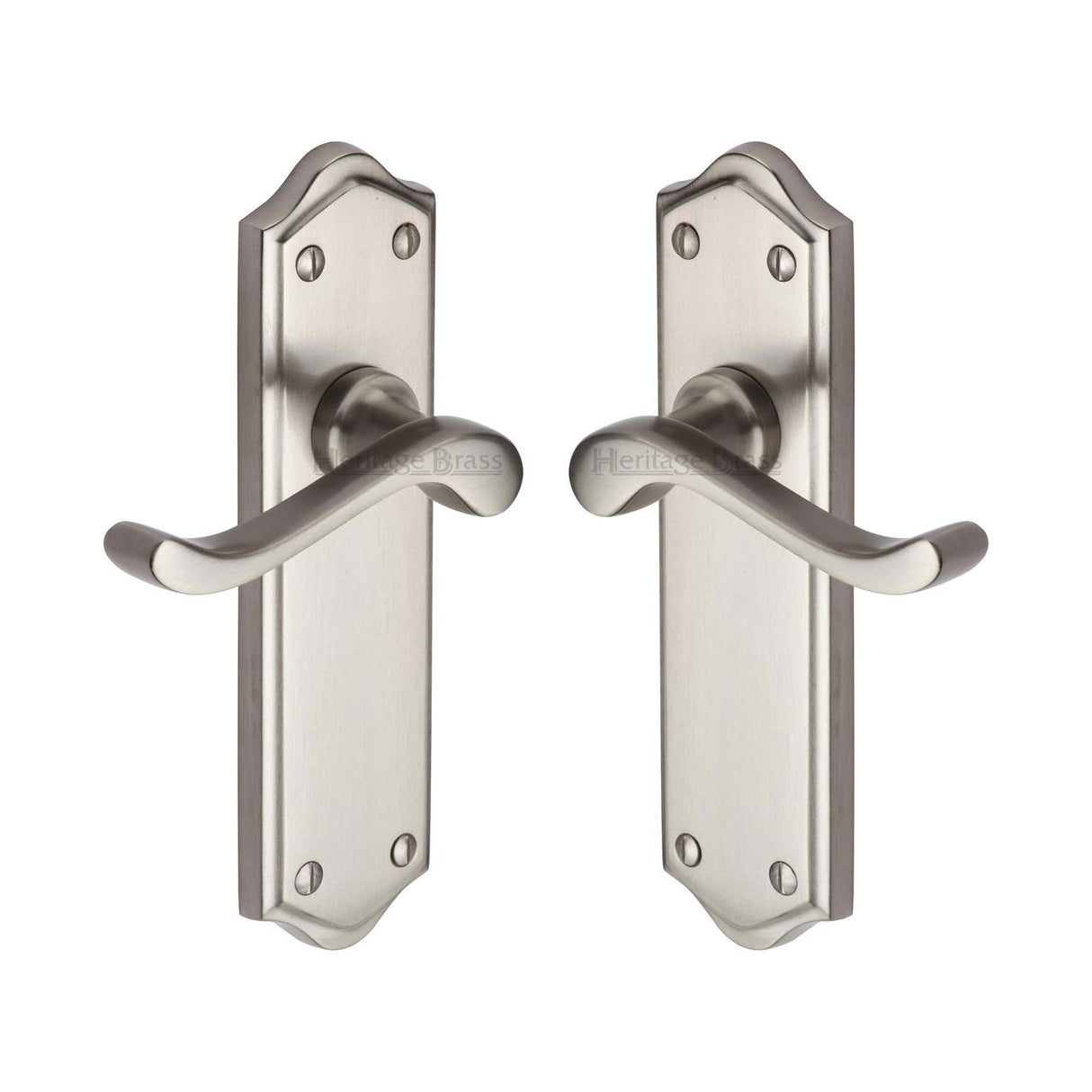 High quality image of the Heritage Brass Door Handle Lever Latch Buckingham Design Satin Nickel Finish | Sku. w4210-sn | Discounted prices available from Trade Door Handles