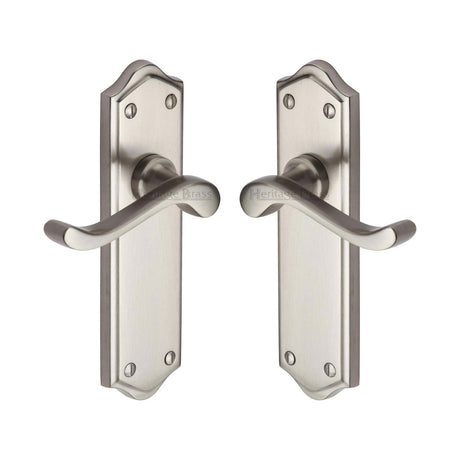 High quality image of the Heritage Brass Door Handle Lever Latch Buckingham Design Satin Nickel Finish | Sku. w4210-sn | Discounted prices available from Trade Door Handles