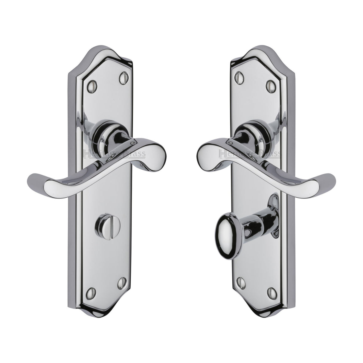 High quality image of the Heritage Brass Door Handle for Bathroom Buckingham Design Polished Chrome Finish | Sku. w4220-pc | Discounted prices available from Trade Door Handles