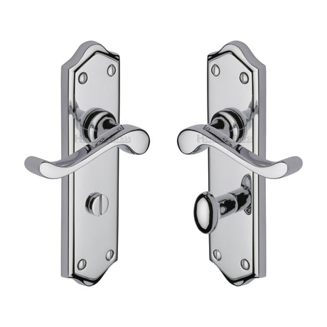 High quality image of the Heritage Brass Door Handle for Bathroom Buckingham Design Polished Chrome Finish | Sku. w4220-pc | Discounted prices available from Trade Door Handles
