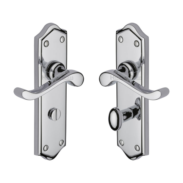 High quality image of the Heritage Brass Door Handle for Bathroom Buckingham Design Polished Chrome Finish | Sku. w4220-pc | Discounted prices available from Trade Door Handles