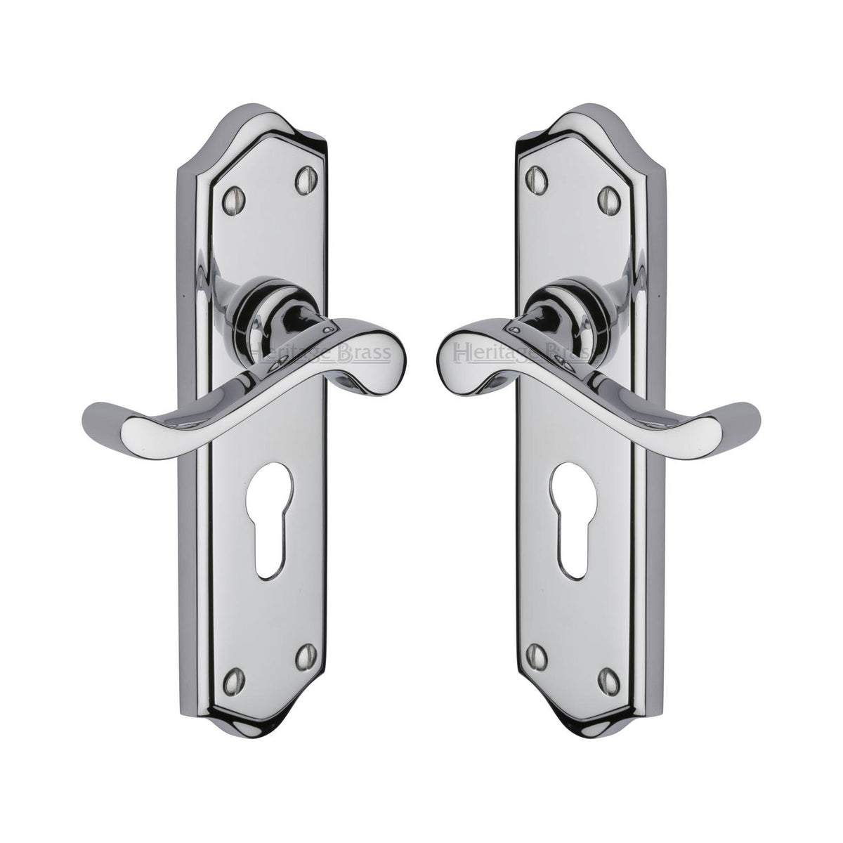 High quality image of the Heritage Brass Door Handle for Euro Profile Plate Buckingham Design Polished Chrome Finish
 | Sku. w4248-pc | Discounted prices available from Trade Door Handles
